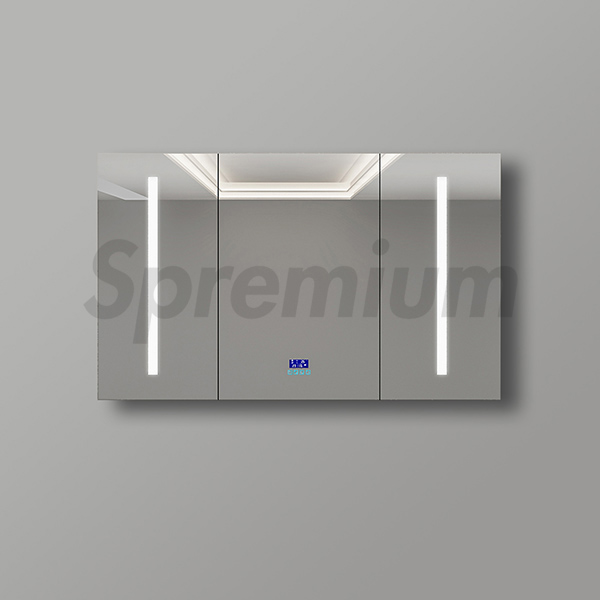 S-1602 Contemporary Illuminated Bathroom Mirror Cabinet with Defogger and Bluetooth