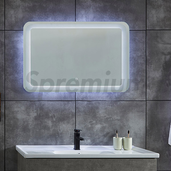 S-4619 Wall Hung Rectangular Bathroom Mirror with Contemporary LED Lights
