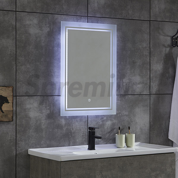 S-4617 LED Bathroom Wall Mirror with Two Frosted Circle Lights