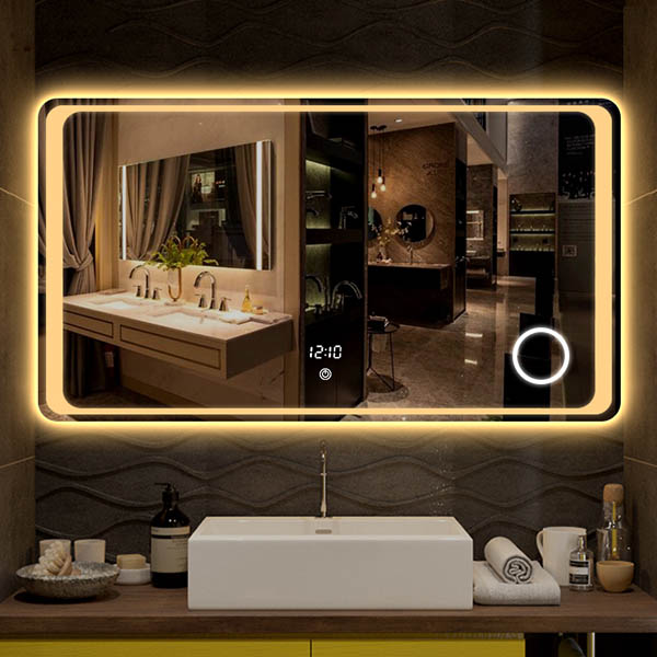 S-3611 Large Led Bathroom Mirror with Integrated Magnifier