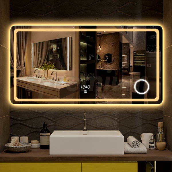 S-3612 Round Edge Large Led Mirror with Magnifier for Bathroom