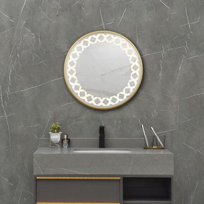 S-4674 Metal framed design round led bathroom mirror